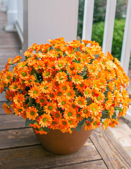 Load image into Gallery viewer, INSPRING Daisy Artificial Outdoor Silk Flowers 6 Bundles Orange UV Resistant
