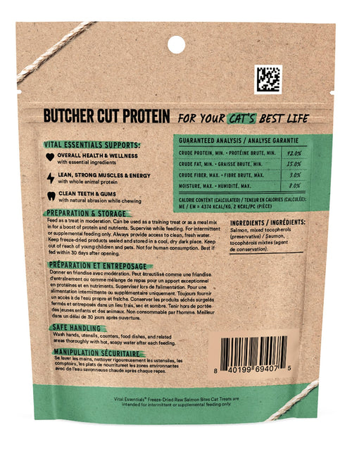 Load image into Gallery viewer, Vital Essentials Freeze Dried Cat Treats Salmon Bites Grain Free 1.1 oz
