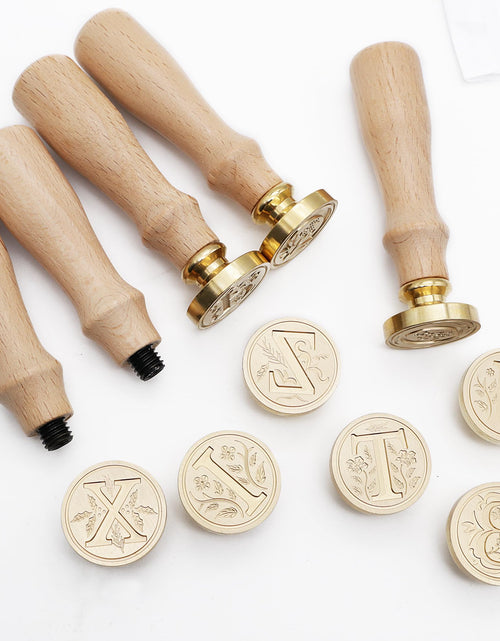 Load image into Gallery viewer, Alphabet Brass Wax Seal Stamps with Detachable Wood Handles for Invitations
