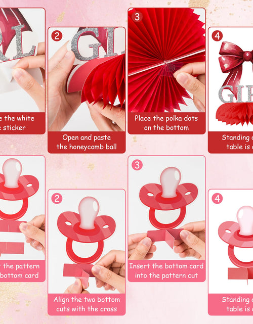 Load image into Gallery viewer, ArowlWesh Red Bow Baby Shower Honeycomb Centerpiece Table Decoration
