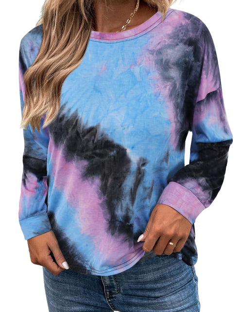 Load image into Gallery viewer, LilyCoco Long Sleeve Open Back Criss Cross Tie Dye Top Black Size L
