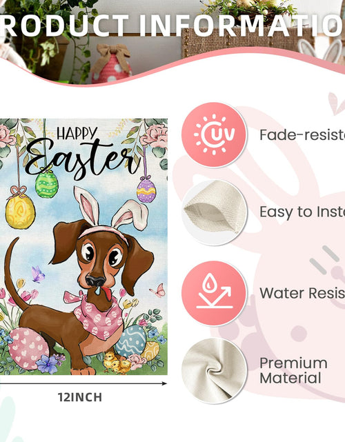 Load image into Gallery viewer, EKOREST Easter Garden Flag 12x18in Double Sided Watercolor Dachshund Dog
