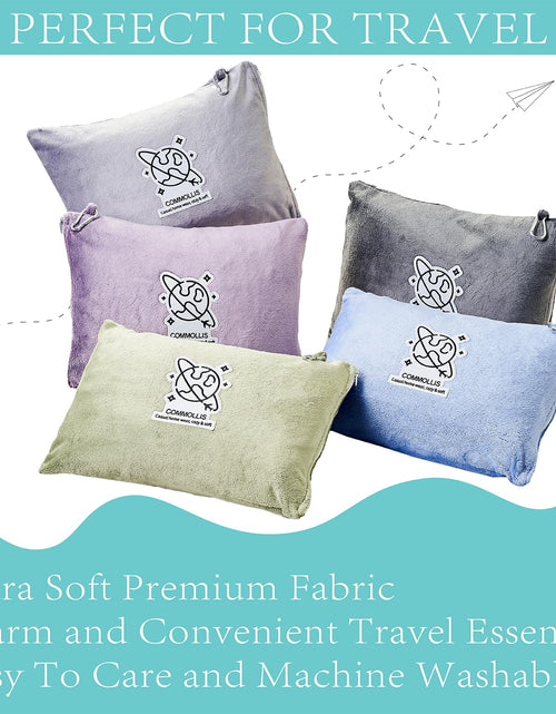 Load image into Gallery viewer, Commollis 2-in-1 Travel Blanket &amp; Pillow Lightgray Compact Warm All-Season
