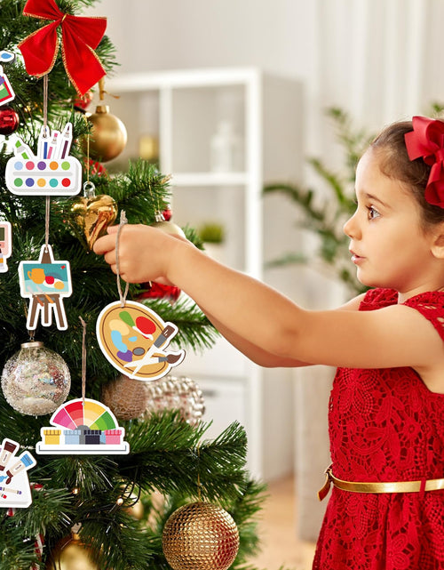 Load image into Gallery viewer, Threehoney 48Pc Wooden Christmas Ornaments Painting Tools Colorful 2.36-2.76in
