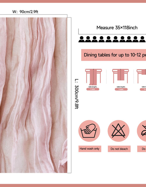 Load image into Gallery viewer, ZKPMJH 6PCS Dusty Pink Cheese Cloth Table Runner 35x120in Boho Gauze
