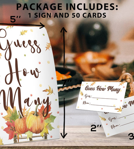Pazag How Many Candy Guessing Game Thanksgiving Party 1 Sign 50 Cards Orange
