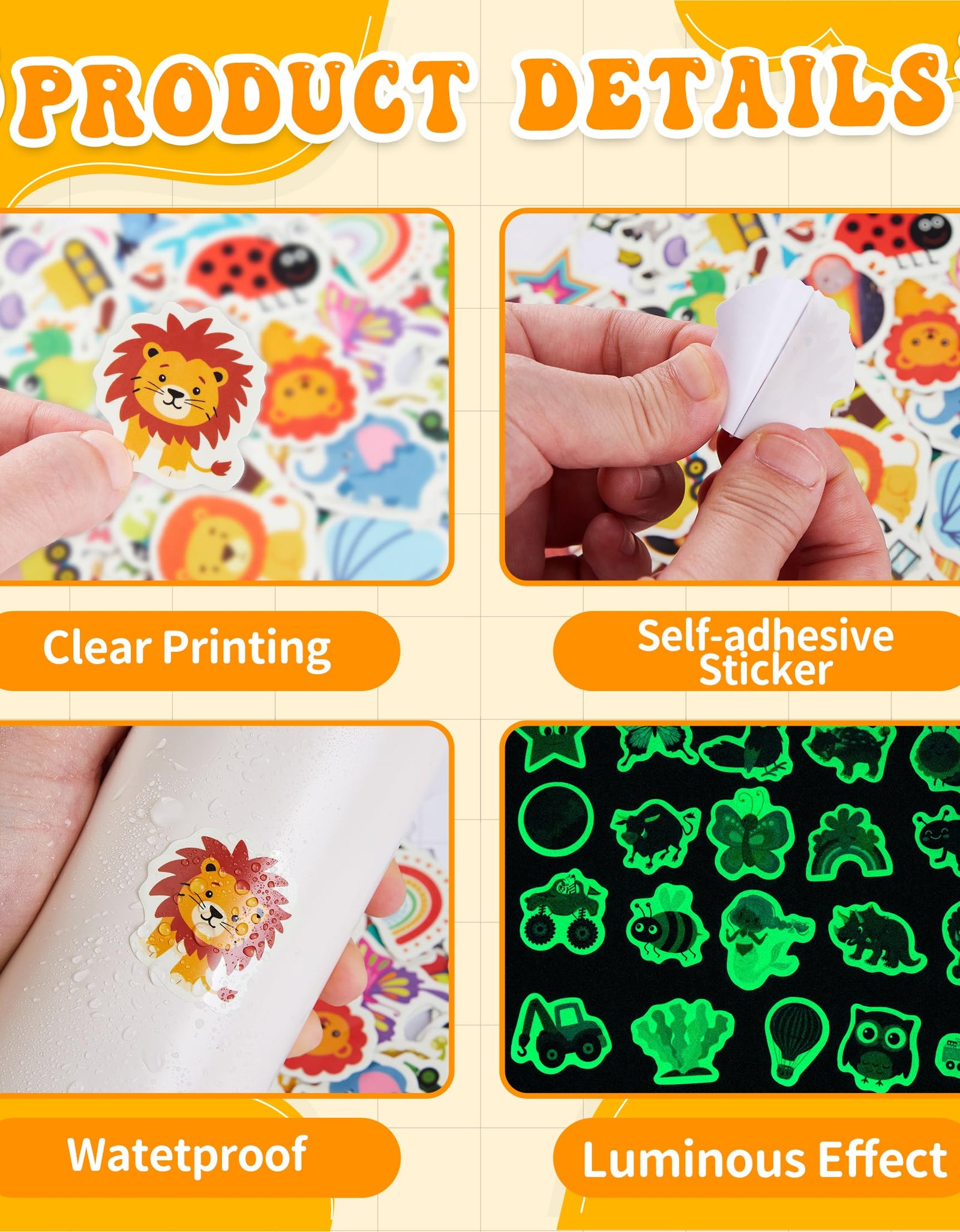Bolcguri Cartoon Water Bottle Stickers 100 pcs Waterproof Vinyl Decals Colorful