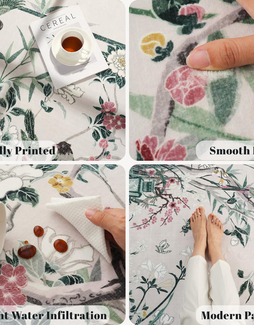 Load image into Gallery viewer, Vowkten 5x7 Chinoiserie Floral Vintage Washable Rug Non Slip Beige
