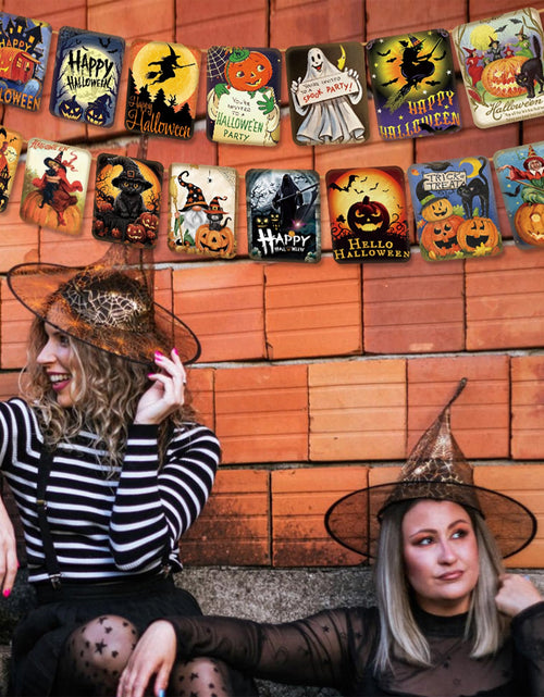 Load image into Gallery viewer, ICWJTGZ Vintage Halloween Banner 15 Pcs Retro Pumpkin Witch Paper Set A01
