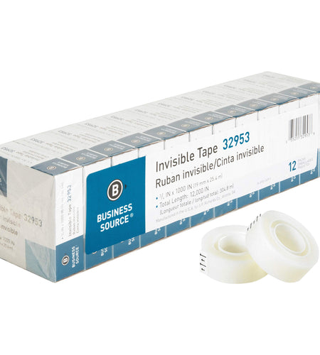 Business Source Premium Invisible Tape Value Pack 12 Rolls Clear