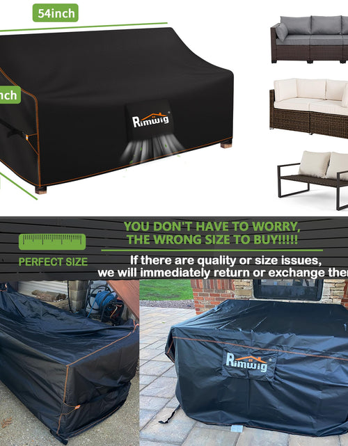 Load image into Gallery viewer, Rimwig Waterproof Outdoor Sofa Cover 89x89in V-Shape Black 420D Oxford Fabric
