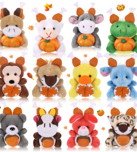 Blueweenly Thanksgiving Mini Plush Toys Pumpkin Maple 12 Pcs 2.76-3.15in