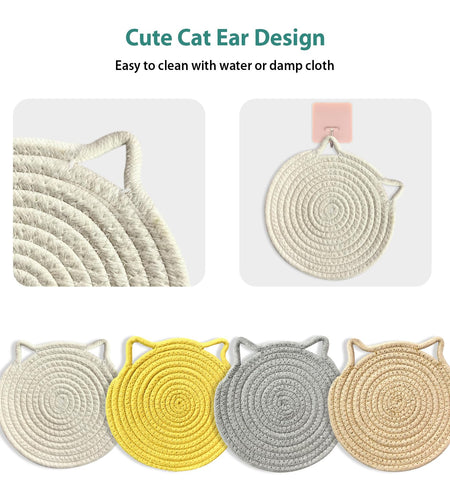 UKJENT Cotton Trivet Mats 4 Pcs Heat Resistant Pot Holders 7" & 9" Multi Color
