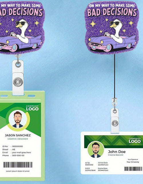 Load image into Gallery viewer, CHAONENG Funny Silly Goose Badge Reel Retractable Clip Medical Nurse Purple
