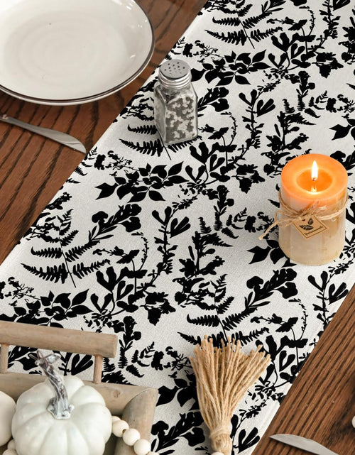 Load image into Gallery viewer, Artoid Mode Pumpkin Leaves Darkness Flower Fall Table Runner Black 13x36 Inch
