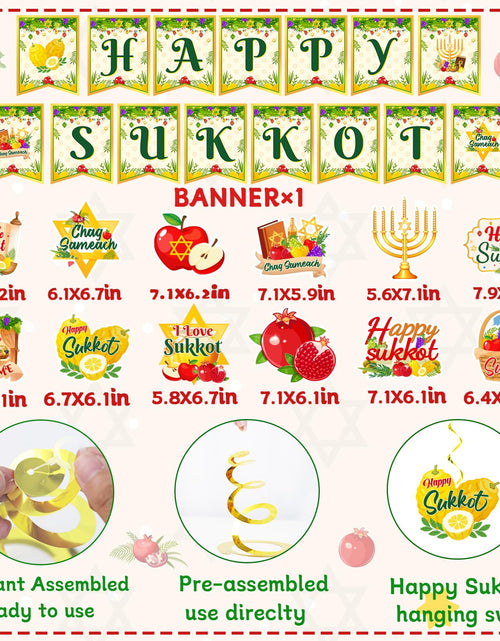 Load image into Gallery viewer, Sukkot Decorations Hanging Swirls Happy Sukkot Banner Ceiling Decor
