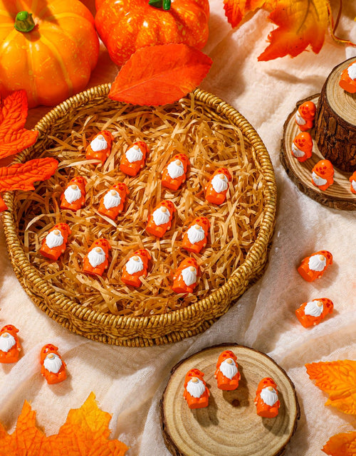 Load image into Gallery viewer, Yaomiao 50 Pcs Fall Thanksgiving Mini Resin Gnomes Orange Table Decor
