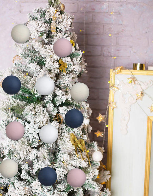 Load image into Gallery viewer, MiniInflat 12 Pc 4Inch Neutral Textured Christmas Ball Ornaments Cream Blue Pink
