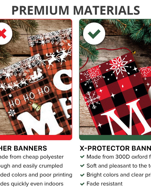 Load image into Gallery viewer, X-Protector Merry Christmas Buffalo Plaid Banner 71x13 Red
