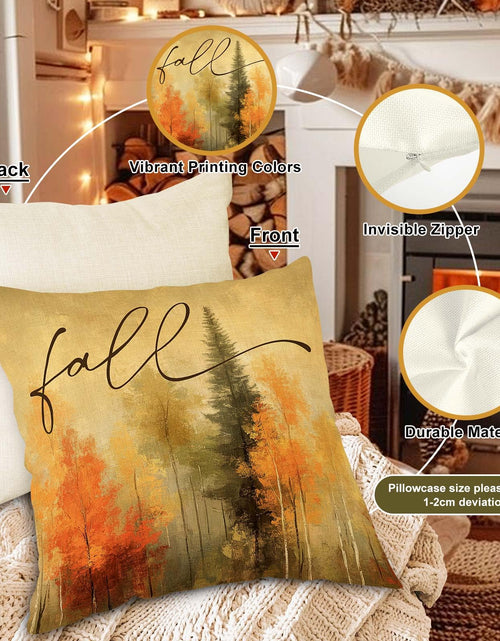 Load image into Gallery viewer, Benjia 20x20 Throw Pillow Covers Set of 4 Watercolor Forest Pumpkin Autumn
