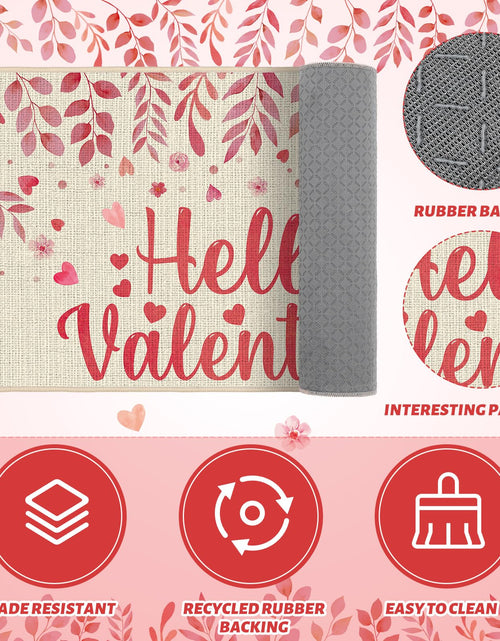 Load image into Gallery viewer, Pickmesh Valentine Kitchen Mats 2 Pc Non-Slip Love Heart Pink 17x29 &amp; 17x47
