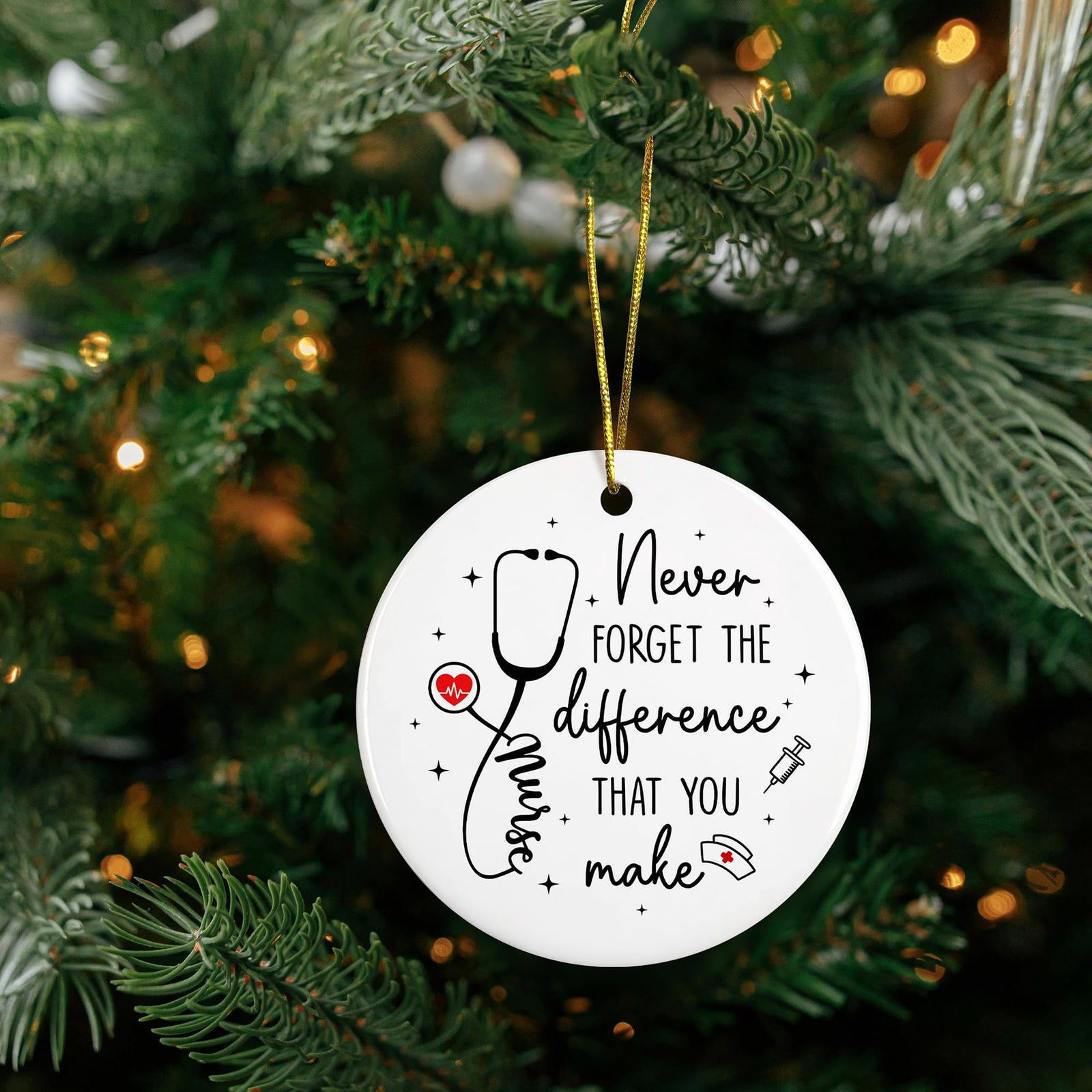 Pawzity Nurse Christmas Ornament Ceramic Gift for Women Nurses RN