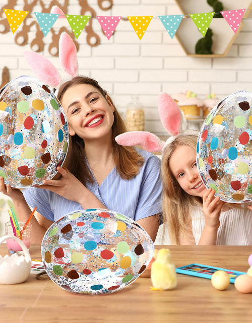 Load image into Gallery viewer, Jetec 12 Pcs Inflatable Easter Eggs 16in Large Glitter PVC Decorations Silver
