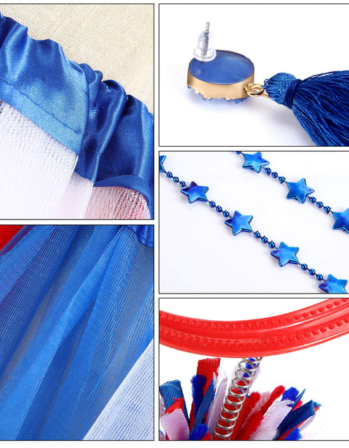 Load image into Gallery viewer, Hicarer 80s Women Tutu Set Pom Pom Headband Necklaces Earrings Red Blue White M
