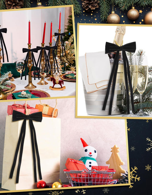 Load image into Gallery viewer, Simgoing Black Velvet Bows Christmas Ornaments 12 Pcs 10x4.5 Inch Rustic
