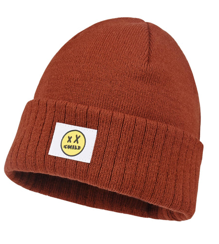 XMMAXFLOW Thick Knitted Winter Beanie Hat Cuffed Skull Cap Dark Orange