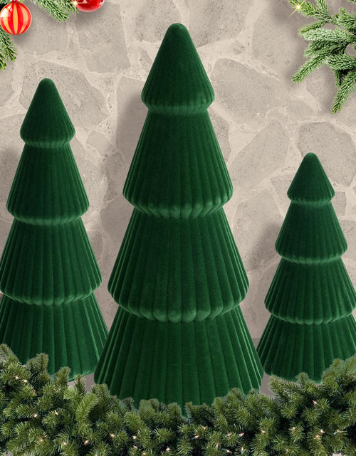 Load image into Gallery viewer, KEASKELL 3pc Dark Green Velvet Christmas Tree Decorations Set

