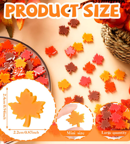 Soulchen 100 Pcs Mini Resin Maple Leaf Figurines Fall Yellow Orange Red