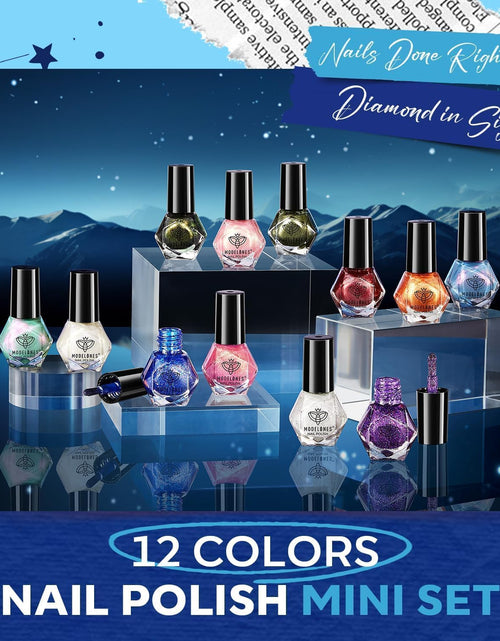 Load image into Gallery viewer, modelones Nail Polish Set 12 Colors Winter Sparkle Glitter Red Green Gold
