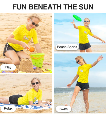 Kanu Surf Girls Rash Guard UPF 50+ Short Sleeve Swim Shirt Daria Size 8