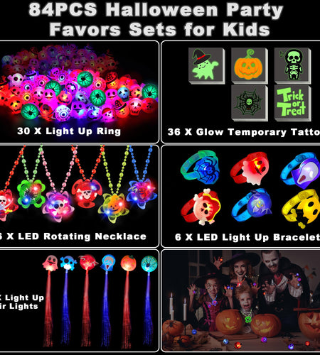 Grastfu 84 PCS Halloween Glow In The Dark Toys Party Favors Bulk Set
