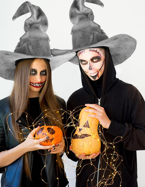 Load image into Gallery viewer, JenPen 2 Pcs Large Halloween Witch Hat Women Velvet Ruched Wide Gray One Size

