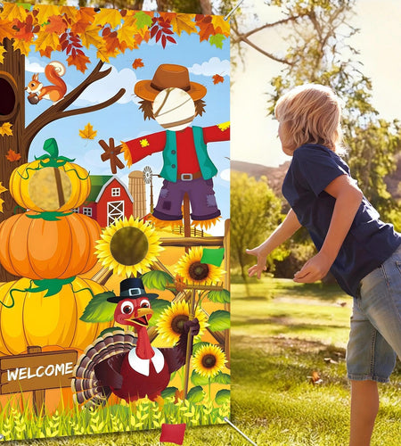 HiParty Thanksgiving Toss Game with 4 Bean Bags, Classic Fall Festival Design