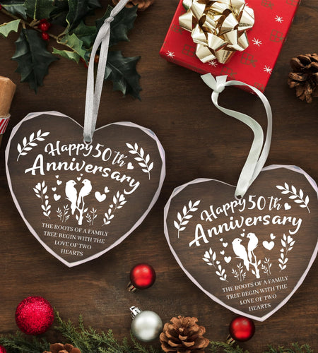 Vorruil Baby First 50th Anniversary Gift Heart Glass Tree Decoration