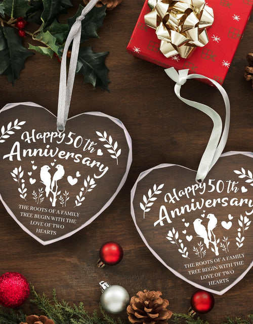 Load image into Gallery viewer, Vorruil Baby First 50th Anniversary Gift Heart Glass Tree Decoration
