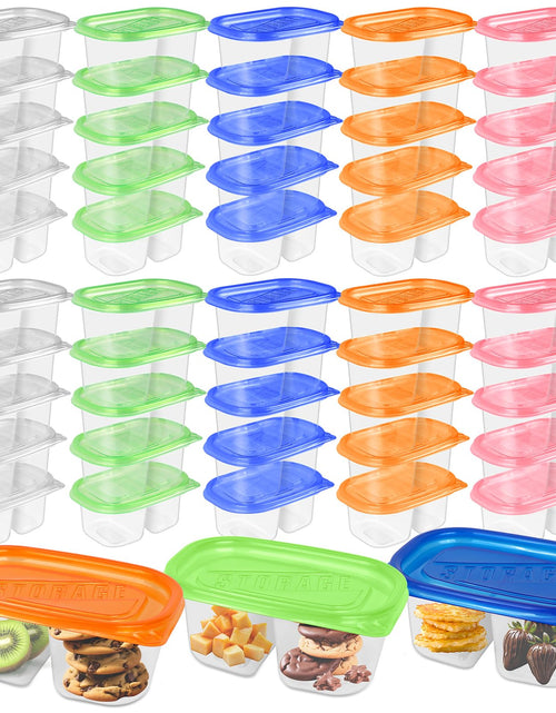 Load image into Gallery viewer, ISUSSER 50Pc Reusable Snack Pack Containers Double Compartment Clear Plastic

