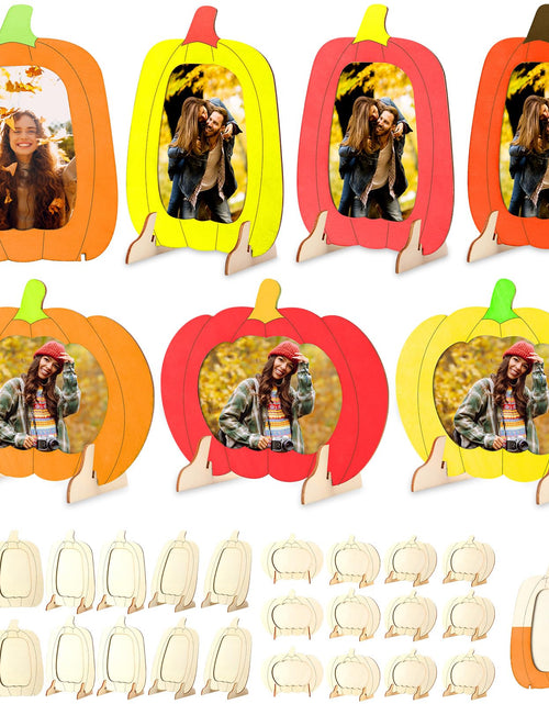 Load image into Gallery viewer, Geelin 24 Pack Wooden Pumpkin Picture Frame DIY Crafts 5.5x7.48 inches
