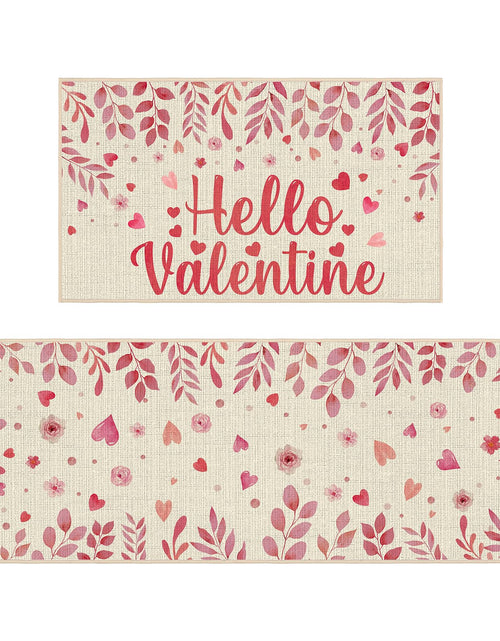 Load image into Gallery viewer, Pickmesh Valentine Kitchen Mats 2 Pc Non-Slip Love Heart Pink 17x29 &amp; 17x47
