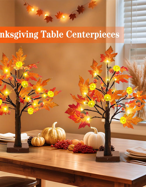 Load image into Gallery viewer, TURNMEON 2Pack 24in Prelit Fall Maple Tree Lights48 LED Timer Battery Orange Red
