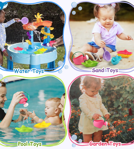 Fajiabao Toddler Bath Toys 6 PCS Colorful Stacking Boat Water Table
