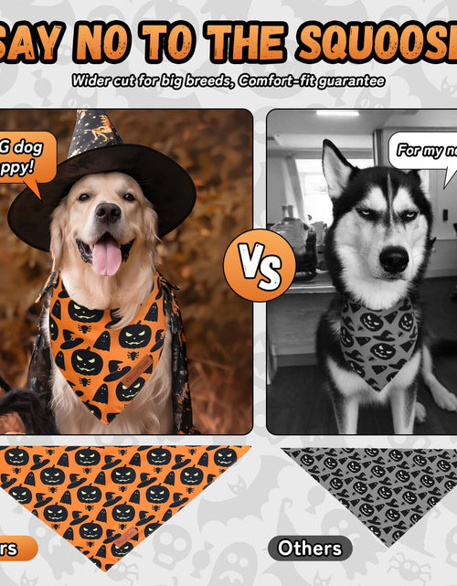 Load image into Gallery viewer, Awumbuk Halloween Dog Bandanas 2 Pack Reversible Pumpkin Spider Web Black
