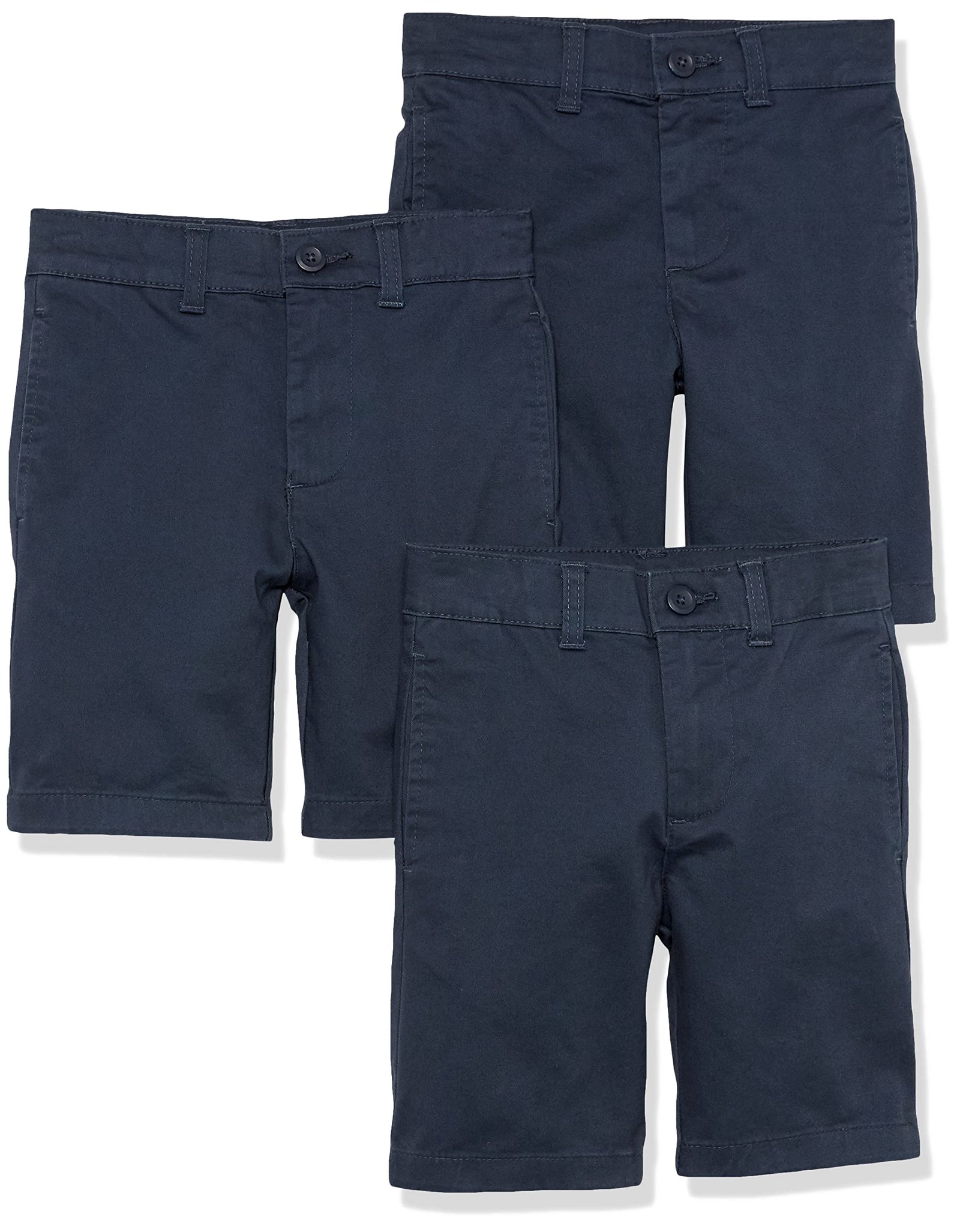 Amazon Essentials Big Boy Woven Flat-Front Shorts 3-Pack Navy Size 7H