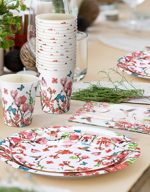 Load image into Gallery viewer, Sinmoe 400 Pcs Spring Plates Napkins Disposable Dinnerware Set Multicolor Bird

