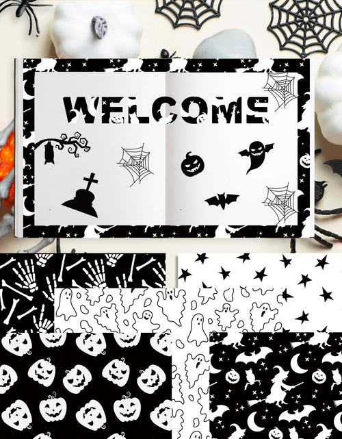 Load image into Gallery viewer, Halloween Scrapbook Paper 24 Sheets 11.8x11.8 Black &amp; White Double-Sided
