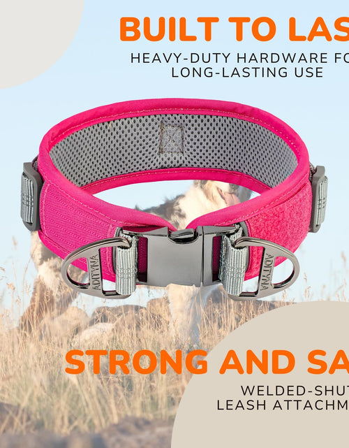 Load image into Gallery viewer, ADITYNA Durable 2-inch AirTag Dog Collar Reflective Metal Buckle Pink Size M
