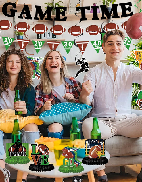 Load image into Gallery viewer, Koeilay Game Time Football Banner &amp; Decorations Green Brown Party Supplies
